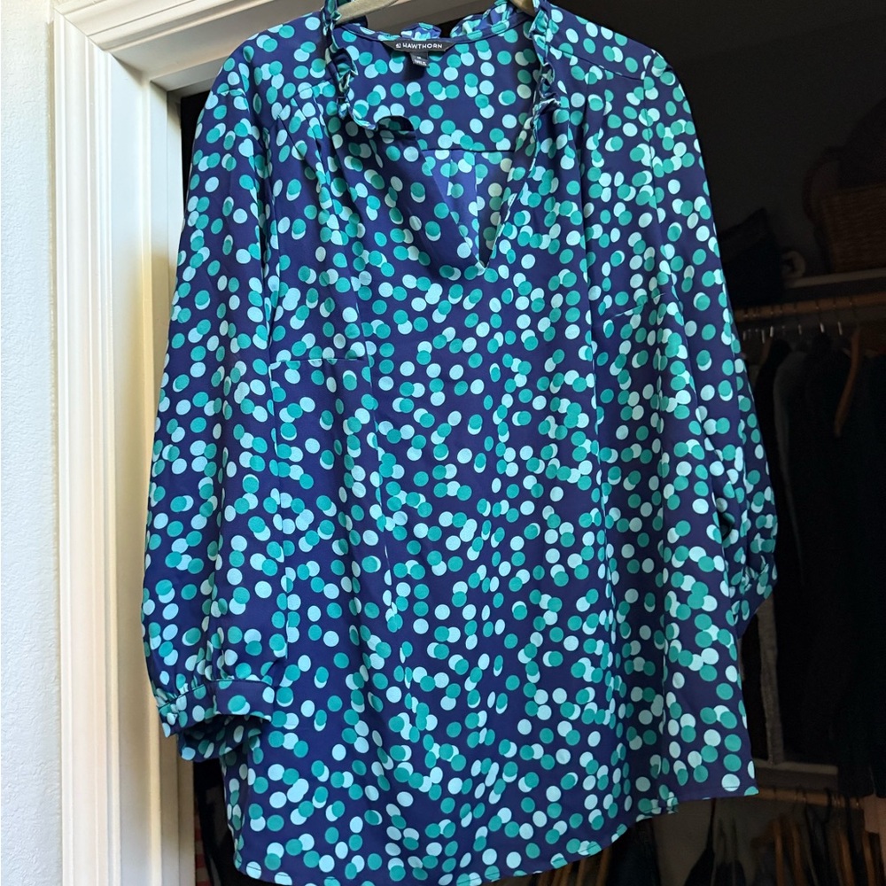 41 Hawthorn Teal and Blue Dot Blouse